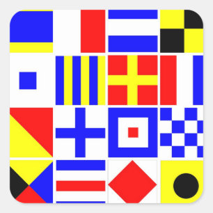 Colourful Nautical Signal Flags Pattern Square Sticker