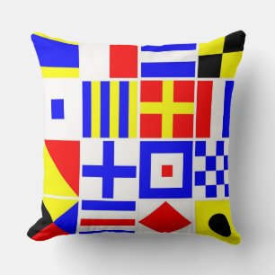 Colourful Nautical Signal Flags Pattern Throw Pillow