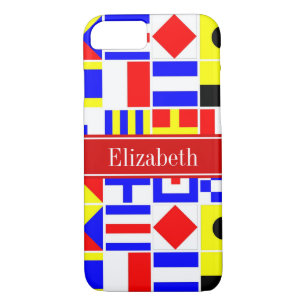 Colourful Nautical Signal Flags Red Name Monogram Case-Mate iPhone Case
