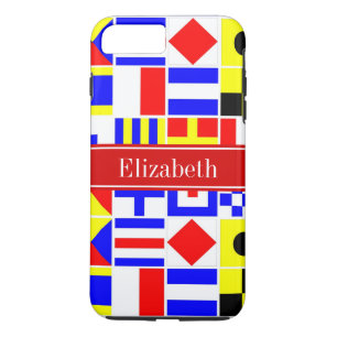 Colourful Nautical Signal Flags Red Name Monogram Case-Mate iPhone Case