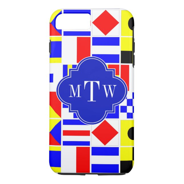 Colourful Nautical Signal Flags Royal 3I Monogram Case-Mate iPhone Case (Back)