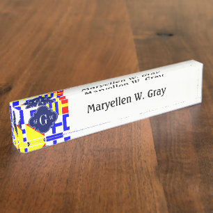 Colourful Nautical Signal Flags Royal 3I Monogram Nameplate