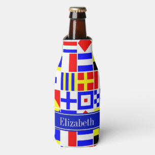 Colourful Nautical Signal Flags Royal Name Bottle Cooler