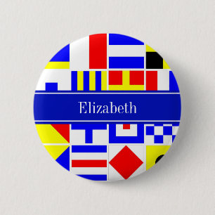 Colourful Nautical Signal Flags Royal Name Monogra 2 Inch Round Button