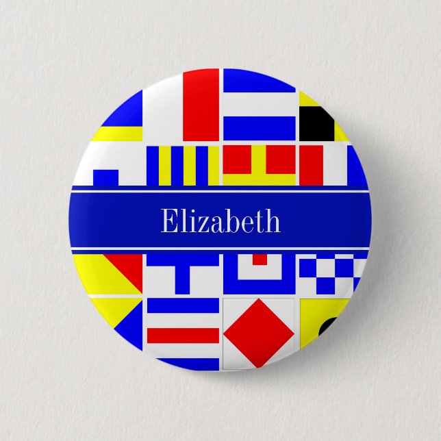 Colourful Nautical Signal Flags Royal Name Monogra 2 Inch Round Button (Front)