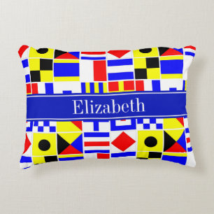 Colourful Nautical Signal Flags Royal Name Monogra Accent Pillow