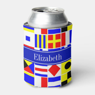 Colourful Nautical Signal Flags Royal Name Monogra Can Cooler