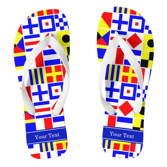 Colourful Nautical Signal Flags Royal Name Monogra Flip Flops (Footbed)