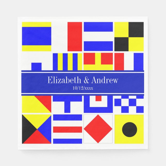Colourful Nautical Signal Flags Royal Name Monogra Napkin (Front)