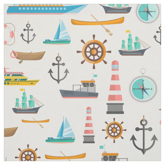 Colourful nautical themed pattern  fabric (Swatch)