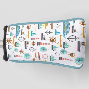 Colourful nautical themed pattern  golf head cover
