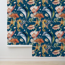 Colourful Nautical Underwater Sea Animal LIfe Blue