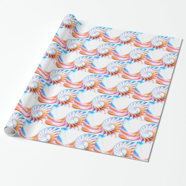 Colourful Nautilus Wrapping Paper (Unrolled)