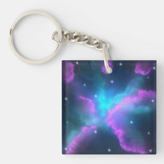 Colourful Nebula Cloud Background Keychain
