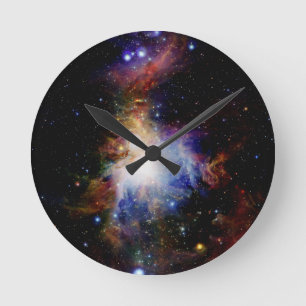 Colourful Nebula Round Clock