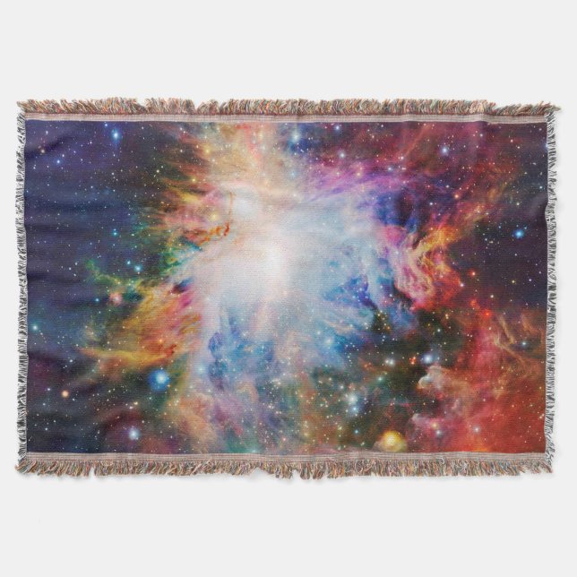 Colourful Nebula Throw Blanket (Front)