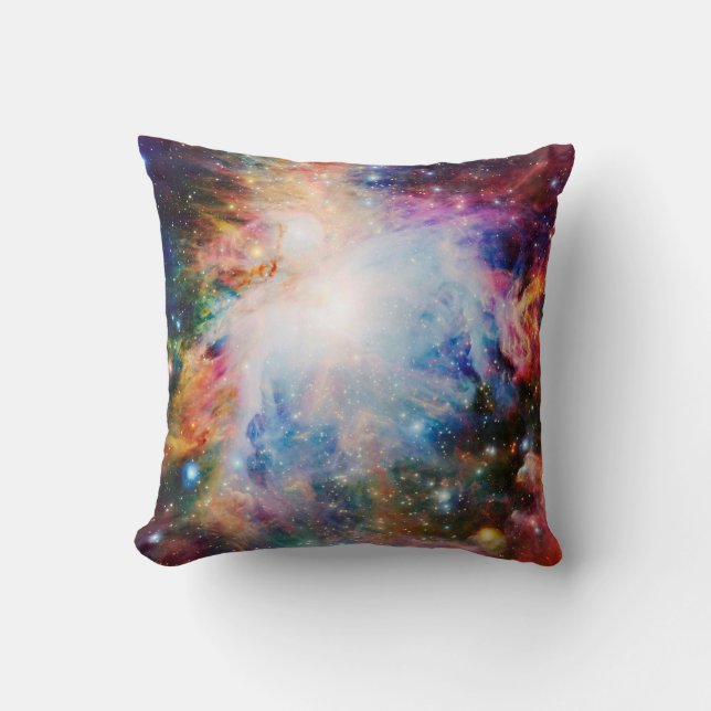 Colourful Nebula Throw Pillow (Front)
