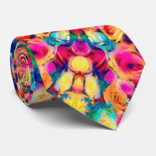 Colourful Neck Tie with Roses