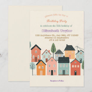 Colourful Neighbourhood Birthday Invitation  