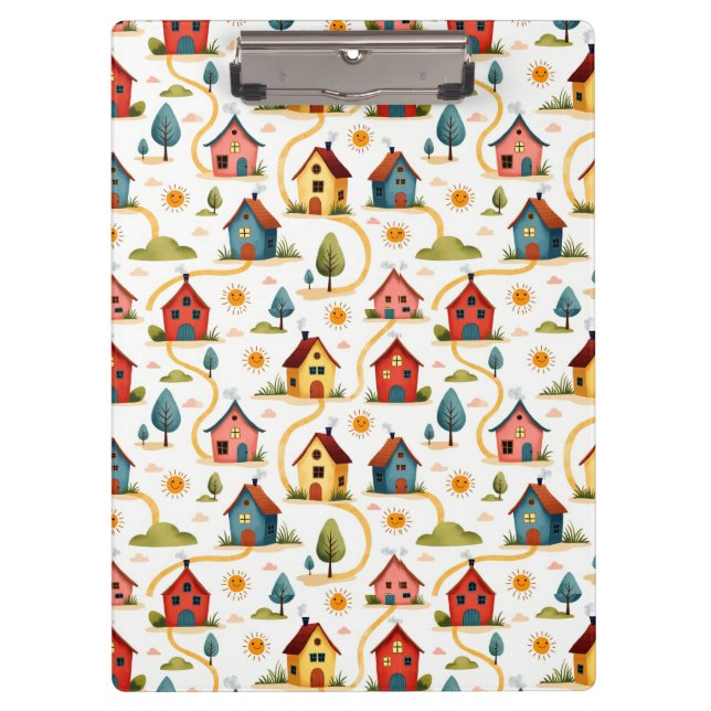 Colourful Neighbourhood Houses Realtor Clipboard (Front)