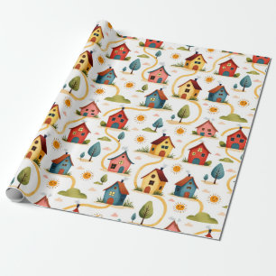 Colourful Neighbourhood Realtor Wrapping Paper