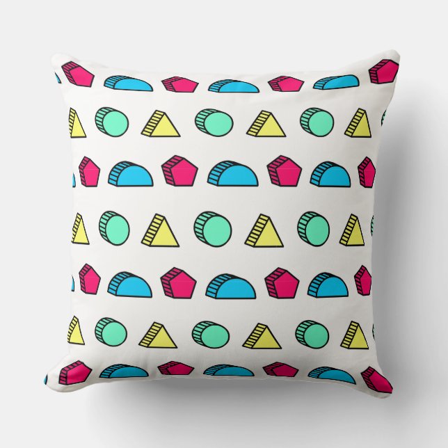 Colourful Neo Memphis Style Pattern 02 Throw Pillow (Front)