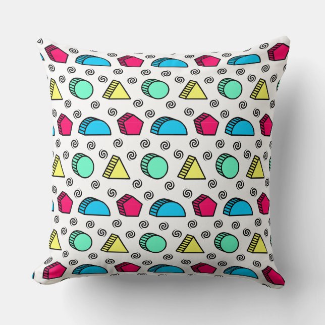 Colourful Neo Memphis Style Pattern Throw Pillow (Front)