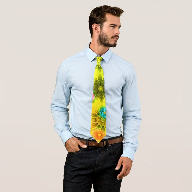 Colourful Neon Abstract Modern Flowers   Tie (In Situ)