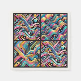 Colourful Neon Bright Abstract 90's Pattern Print Napkin