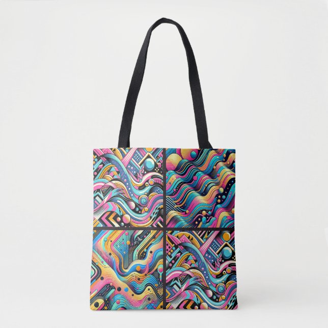 Colourful Neon Bright Abstract 90's Pattern Print Tote Bag (Front)