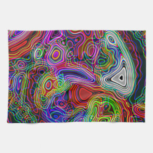 Colourful Neon Bright Rainbow Pattern Kitchen Towel