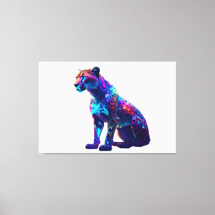 Colourful Neon Cheetah Art – Glowing Wild Cat Canvas Print