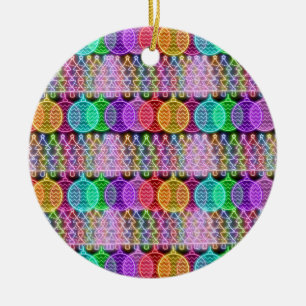 Colourful Neon Christmas Lights Ceramic Ornament