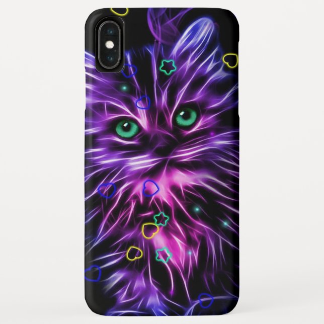 colourful neon cute cat Case-Mate iPhone case (Back)