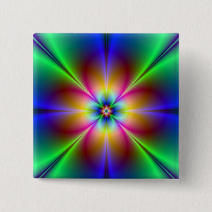 Colourful Neon Daisy 2 Inch Square Button