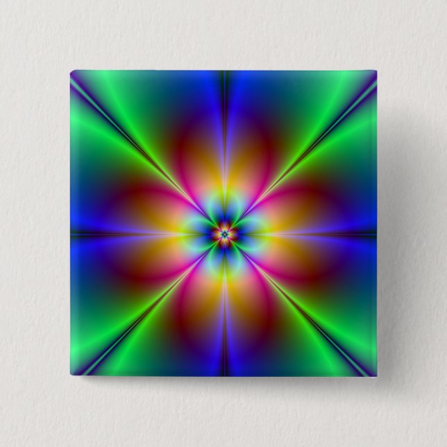 Colourful Neon Daisy 2 Inch Square Button (Front)