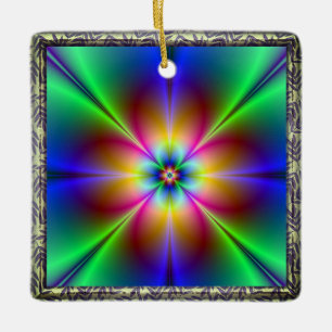 Colourful Neon Daisy Ceramic Ornament