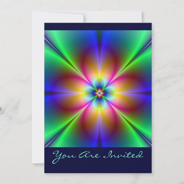 Colourful Neon Daisy Invitation (Front)