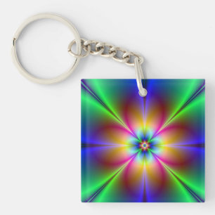 Colourful Neon Daisy Keychain