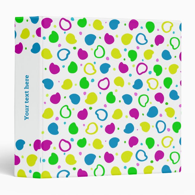 Colourful neon dots and shapes retro pattern binder (Front/Spine)