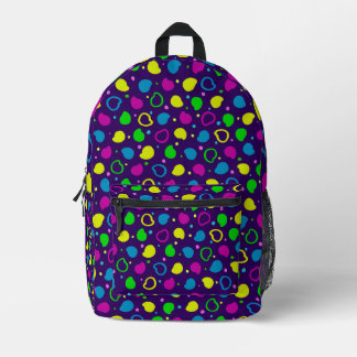 Colourful neon dots and shapes retro pattern printed backpack