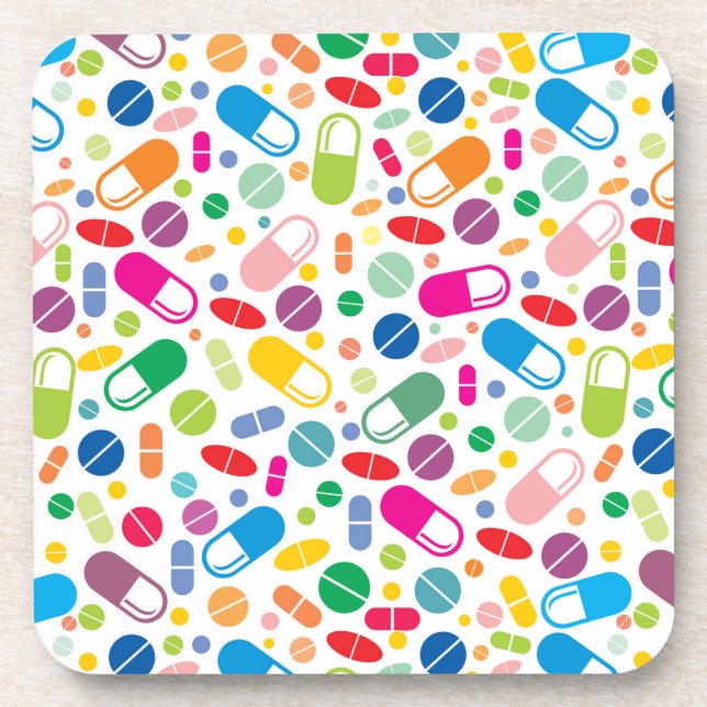 Colourful Neon Drug Pattern Coaster (Front)
