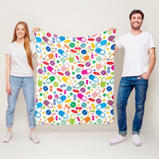 Colourful Neon Drug Pattern Fleece Blanket (In Situ)