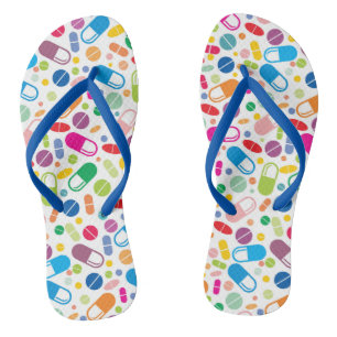 Colourful Neon Drug Pattern Flip Flops