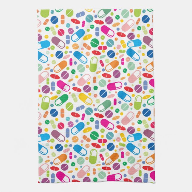 Colourful Neon Drug Pattern Kitchen Towel (Vertical)