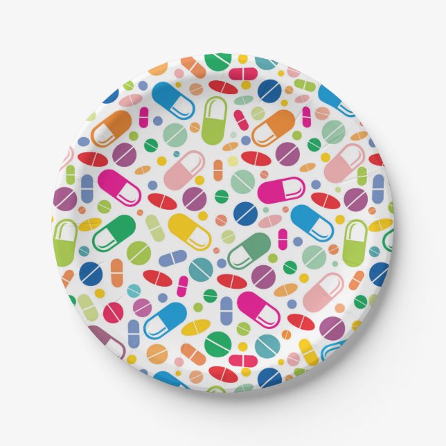 Colourful Neon Drug Pattern Paper Plate (Front)