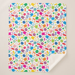 Colourful Neon Drug Pattern Sherpa Blanket