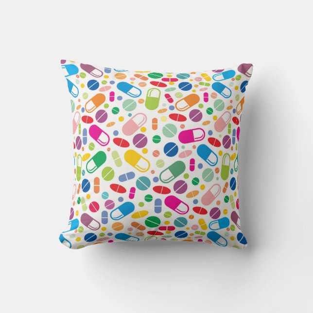 Colourful Neon Drug Pattern Throw Pillow (Front)