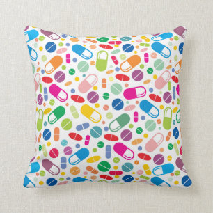 Colourful Neon Drug Pattern Throw Pillow