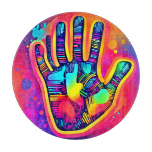 Colourful Neon Five & Half Fingers print Art Cutting Board